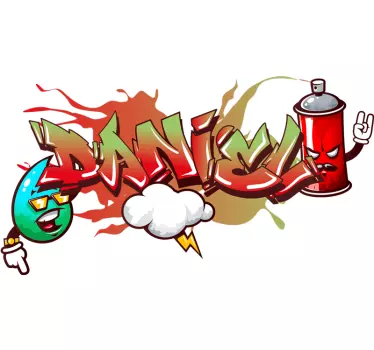 Sticker chambre ado graffiti rouge personnalisé - TenStickers