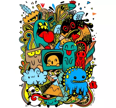 Kit pour Sticker Graffiti de monstre grunge abstraite - TenStickers