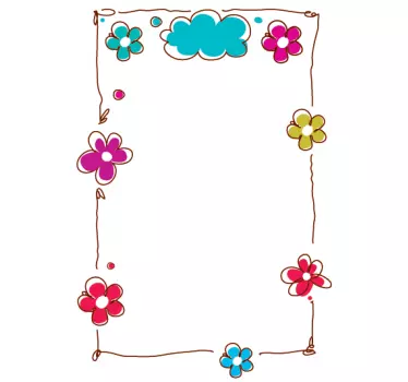 Tableau blanc adhésif cadre fleuri - TenStickers