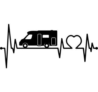 Sticker camping car cardiogramme - TenStickers