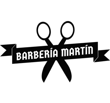 Sticker vitrine logo ciseaux de barbier - TenStickers