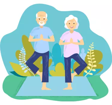 Sticker mode pratique de yoga pour seniors - TenStickers