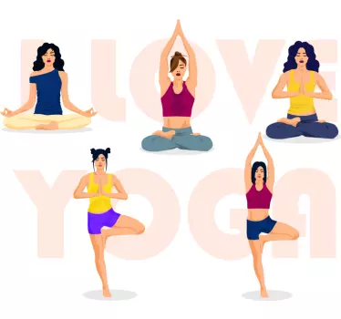 Sticker mode collection de poses de yoga - TenStickers