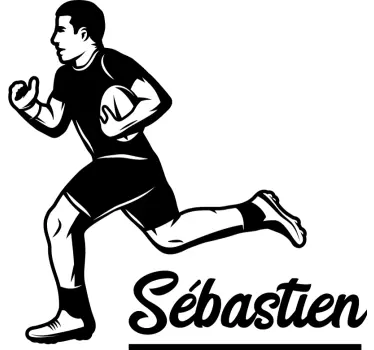 Sticker rugby joueur avec nom - TenStickers