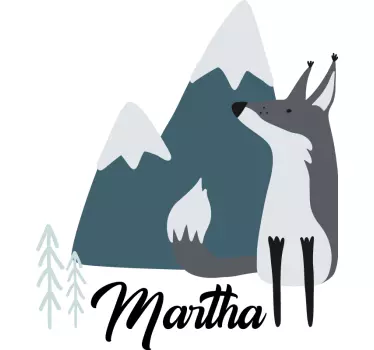 Sticker tableau blanc loup de montagne personnalisé - TenStickers