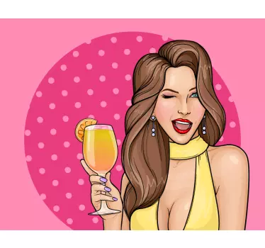 Sticker mode femme charmante qui cligne de l'Œil - TenStickers