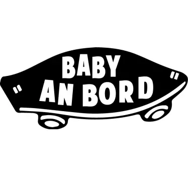 Autocollant Bébé à Bord Skateboard monochrome avec texte - TenStickers