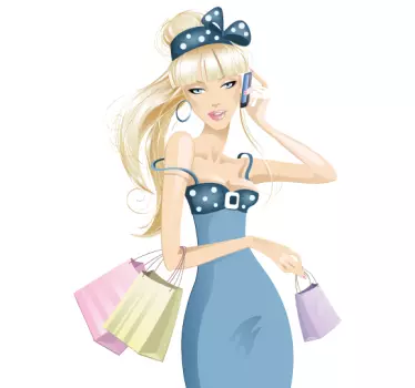 Sticker fashion victim téléphone shopping - TenStickers