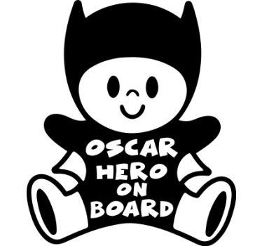 Autocollant bébé à bord figurine héros personnalisable - TenStickers