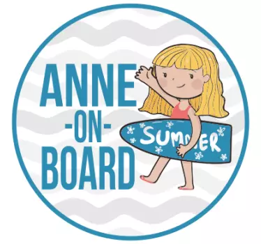 Autocollant bébé à bord aventure de surf personnalisée - TenStickers