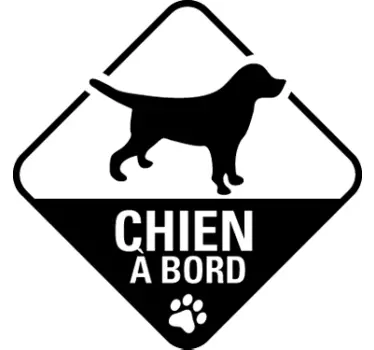 Sticker voiture dessin chien à bord - TenStickers