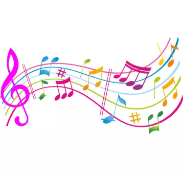 Sticker musique partition multicolore - TenStickers