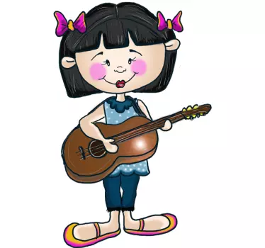 Sticker petite fille guitariste - TenStickers