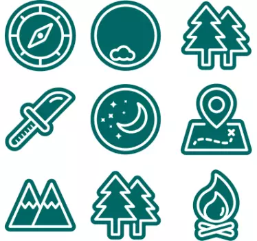 Sticker camping car boussole et sommet - TenStickers