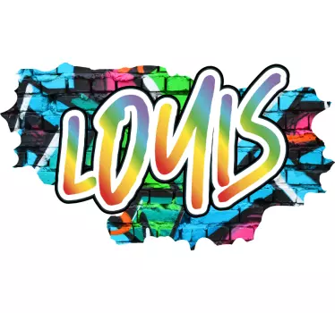 Sticker mural personnalisé avec nom graffiti coloré - TenStickers