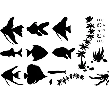 Sticker miroir salle de bain aquarium poissons - TenStickers