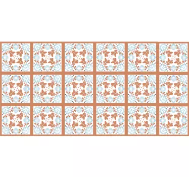 Sticker meuble carreaux motif floral style méditerranéen - TenStickers