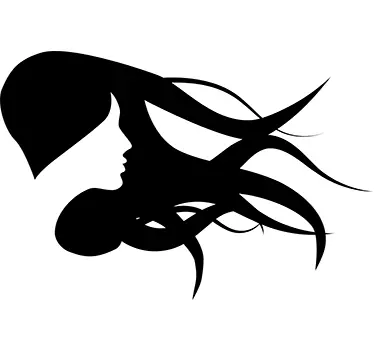 Sticker silhouette cheveux vent - TenStickers