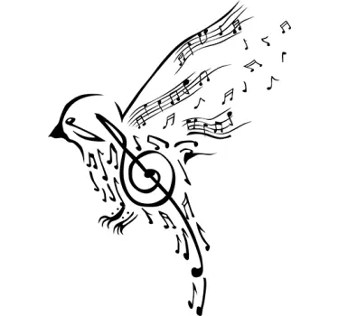 Sticker musique notes et oiseau - TenStickers