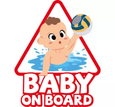 Sticker pour voiture Bébé à Bord waterpolo à personnaliser - TenStickers