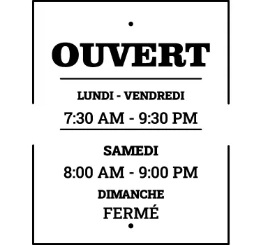 Sticker pour vitrine horaires d'ouverture - TenStickers