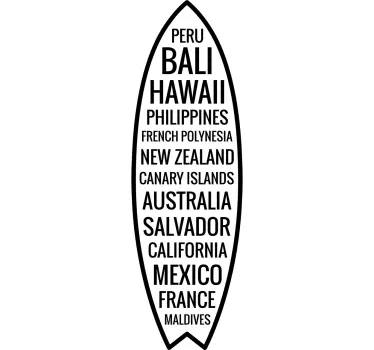 Sticker mural salon surf planche avec pays - TenStickers