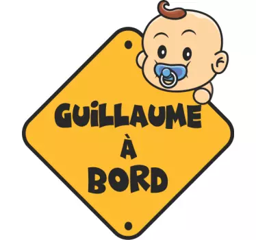Autocollant voiture bébé à bord avec prénom - TenStickers