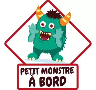 Sticker bébé à bord petit monstre - TenStickers