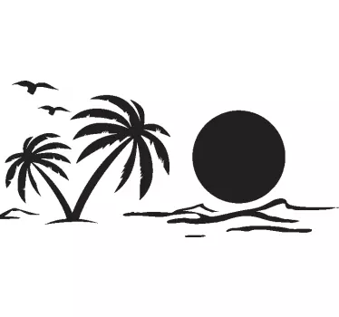 Sticker camping- car coucher de soleil et palmiers - TenStickers