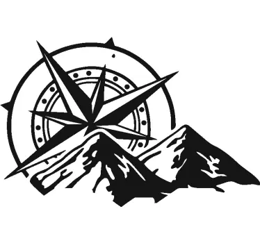 Sticker camping-car montagne et boussole - TenStickers