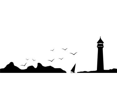 Sticker pour camping-car phare en mer - TenStickers