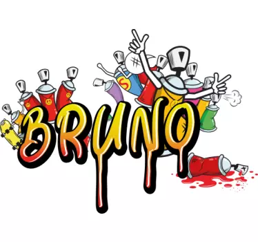 Sticker urbain nom personnalisé bombes graffiti - TenStickers