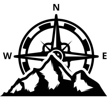 Sticker camping-car boussole et montagnes - TenStickers