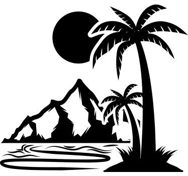 Sticker pour camping-car palmiers et montagnes - TenStickers