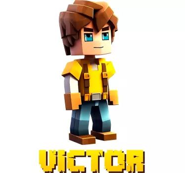 Sticker jeu vidéo personnage pixel avec nom - TenStickers