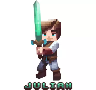 Sticker jeu vidéo personnage pixel avec épée - TenStickers