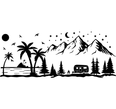 Sticker pour camping-car plage et montagnes - TenStickers