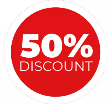 Sticker soldes circulaire rouge de réduction en anglais - TenStickers