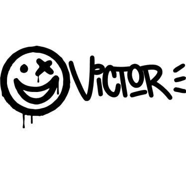 Sticker nom graffiti personnalisé et smiley - TenStickers