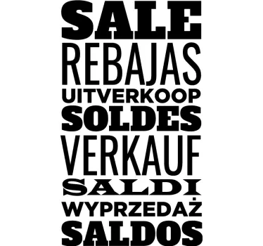 Sticker vitrine soldes plusieurs langues - TenStickers