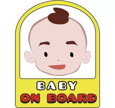 Autocollant bébé à bord portrait de bébé joyeux - TenStickers