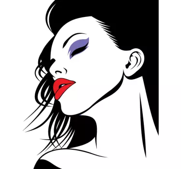 Autocollant mural femme bouche rouge - TenStickers
