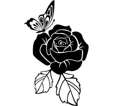 Autocollant mural floral rose papillon - TenStickers