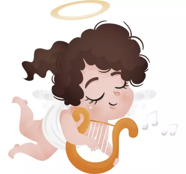 Sticker enfant ange jouant de la harpe - TenStickers