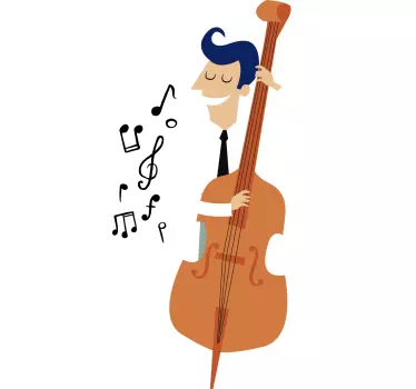 Autocollant mural musicien contrebasse - TenStickers