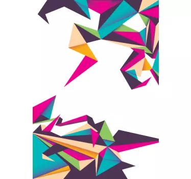 Autocollant mural origami couleurs - TenStickers