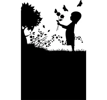 Sticker ardoise fillette dans les prés - TenStickers