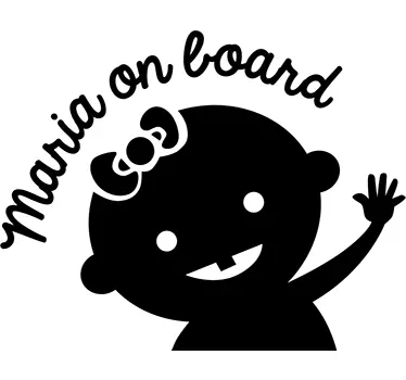Autocollant bébé à bord fille avec nom - TenStickers