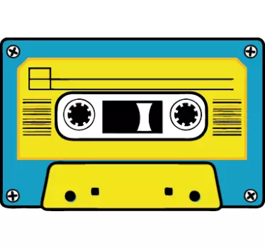 Sticker décoratif cassette bleue et jaune - TenStickers