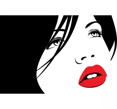 Sticker décoratif portrait femme bouche rouge - TenStickers